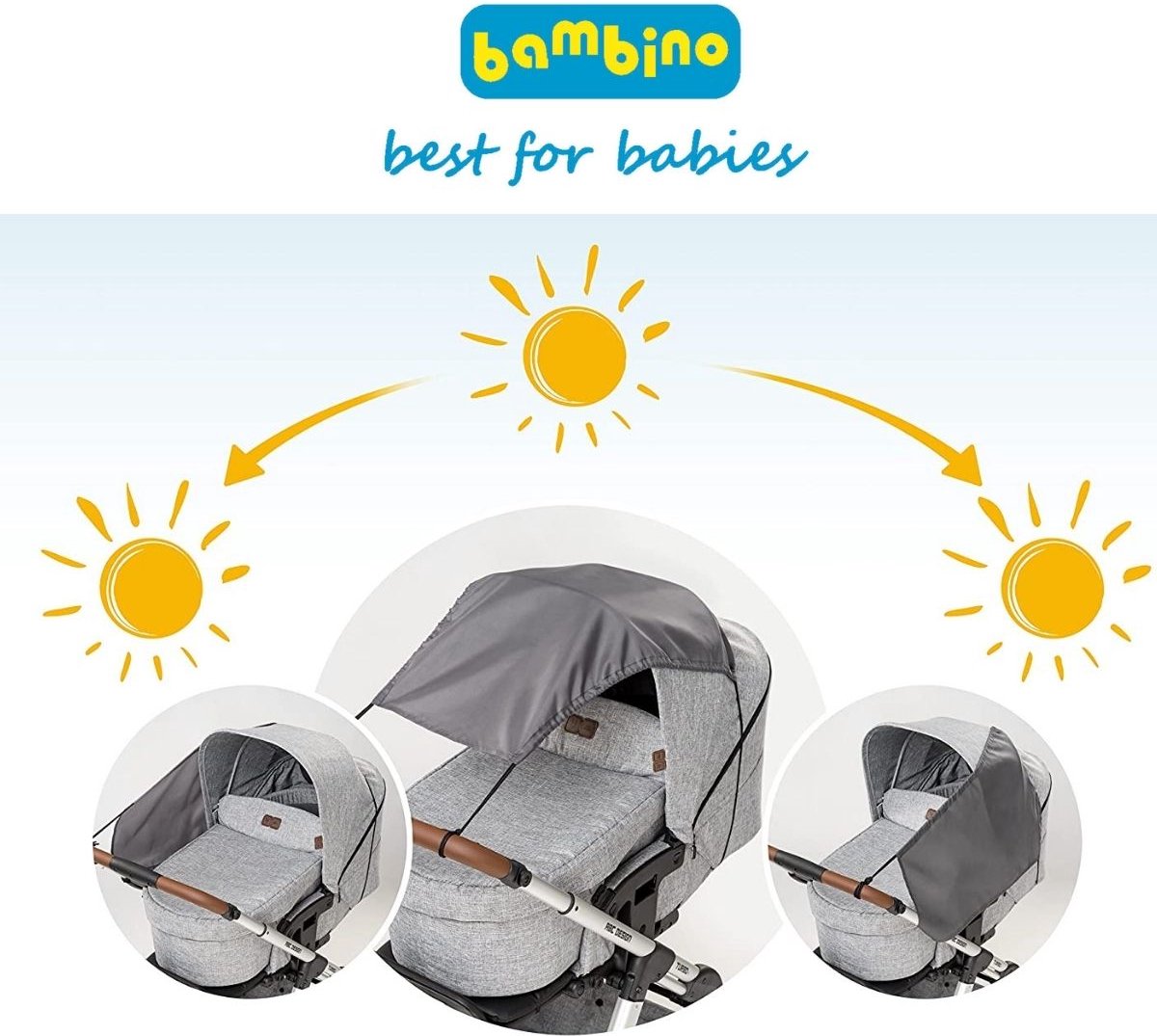 Pare-soleil poussette universel - Pare-soleil buggy - Bambino gris