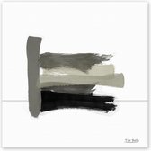 Dibond - Reproduktie / Kunstwerk / Kunst / Abstract / - Wit / zwart / bruin / taupe - 50 x 50 cm