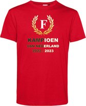 T-shirt Krans Kampioen 2022-2023 | Feyenoord Supporter | Shirt Kampioen | Kampioensshirt | Rood | maat 3XL