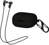 kwmobile set étui et cordon pour écouteurs - Compatible avec JBL LIVE Pro Plus - 2x 70 cm - En noir / noir