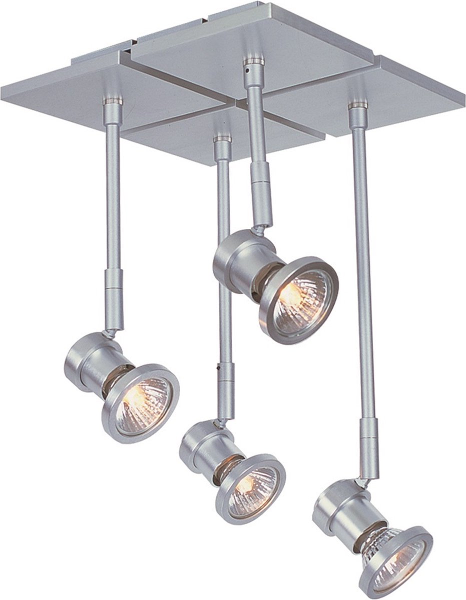 X-Base Nubis LED plafondlamp met 4x GU10 5W LED spots, antraciet aluminium afwerking
