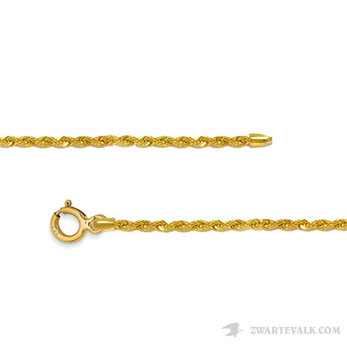 Juwelier Zwartevalk 14 karaat gouden rope chain / koord ketting - 1.8mm/50cm