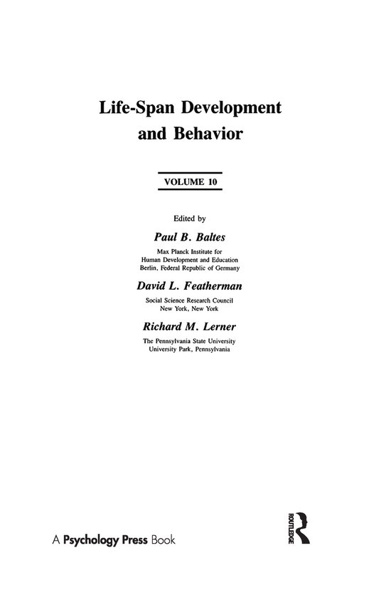 Life-Span Development and Behavior Series- Life-Span Develop ... - cover