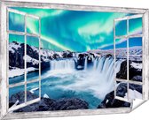 Gards Affiche de jardin Cascades transparentes avec les aurores Chutes d'eau vertes - 180x120 cm - Toile de jardin - Décoration de jardin - Décoration murale extérieure - Tableau de jardin