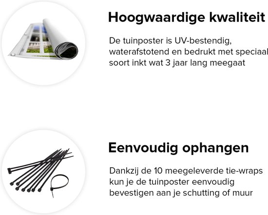 Gards Tuinposter Doorkijk Het Strandhuis - 120x80 cm - Tuindoek - Tuindecoratie - Wanddecoratie buiten - Tuinschilderij