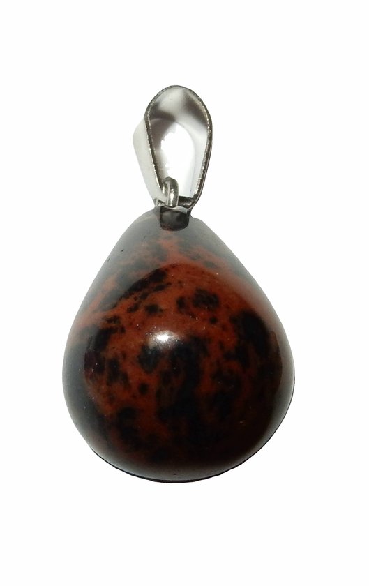 Mahonie Obsidiaan edelsteen hanger, ca 2 cm, goudkleurig oogje - Happy Spirit
