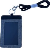 Porte-Badge avec Keycord - Lanière - Porte-Cartes - Similicuir - Zwart / Grijs