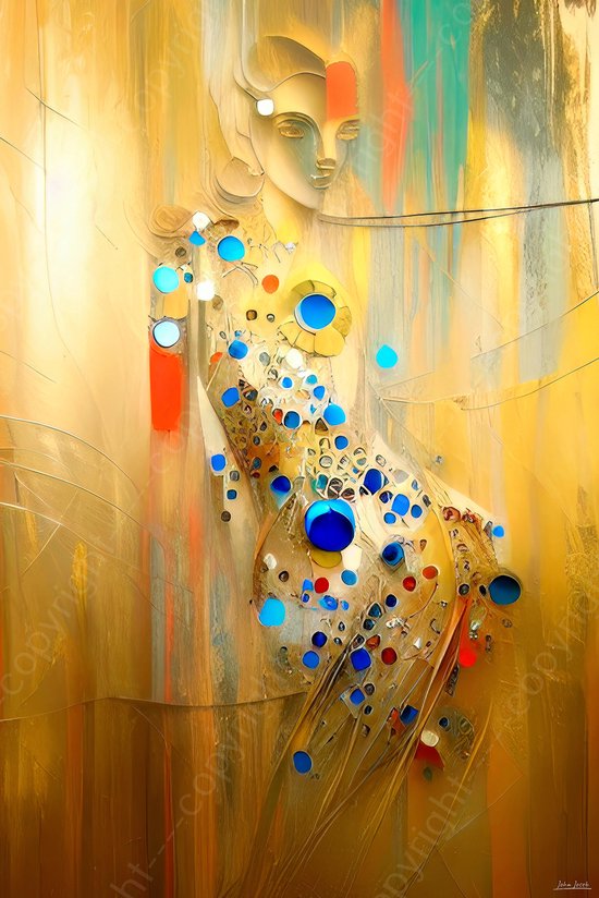 Tableau abstrait moderne bleu et or doré peint à la main