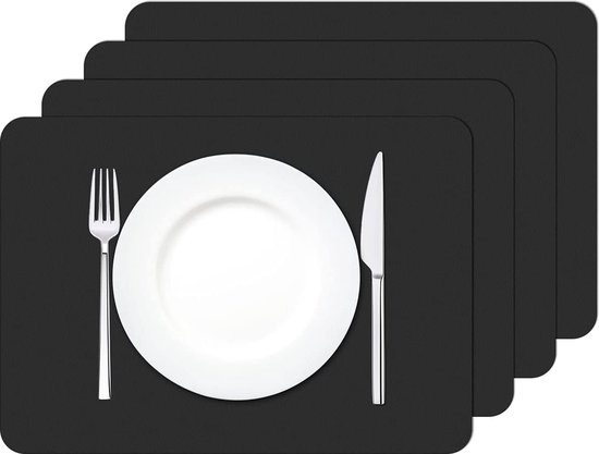 Een set van 6 ronde placemats van PU-leer, dubbelzijdig, waterdicht, wasbaar, antislip
