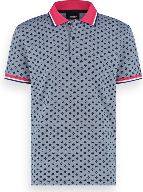 Twinlife Heren piqu polo shirt aop graphic Polo s Duurzaam