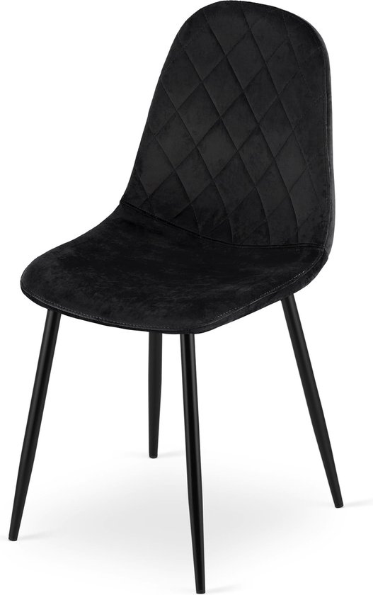ASTI - Velvet eetkamerstoel - zwart - set van 4 eetstoelen