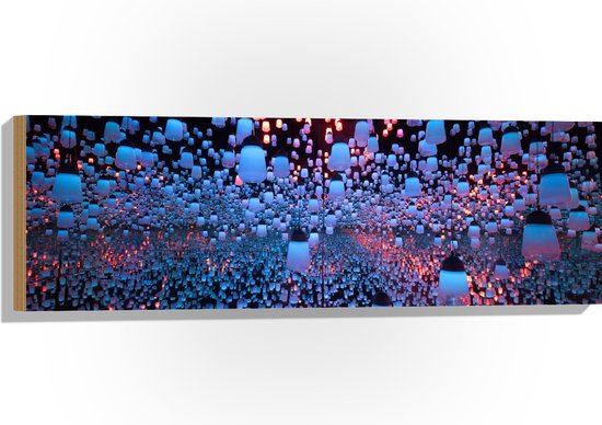 Hout - Opgekleurde Lampen bij een Spiegel - 90x30 cm - 9 mm dik - Foto op  Hout (Met... | bol.com