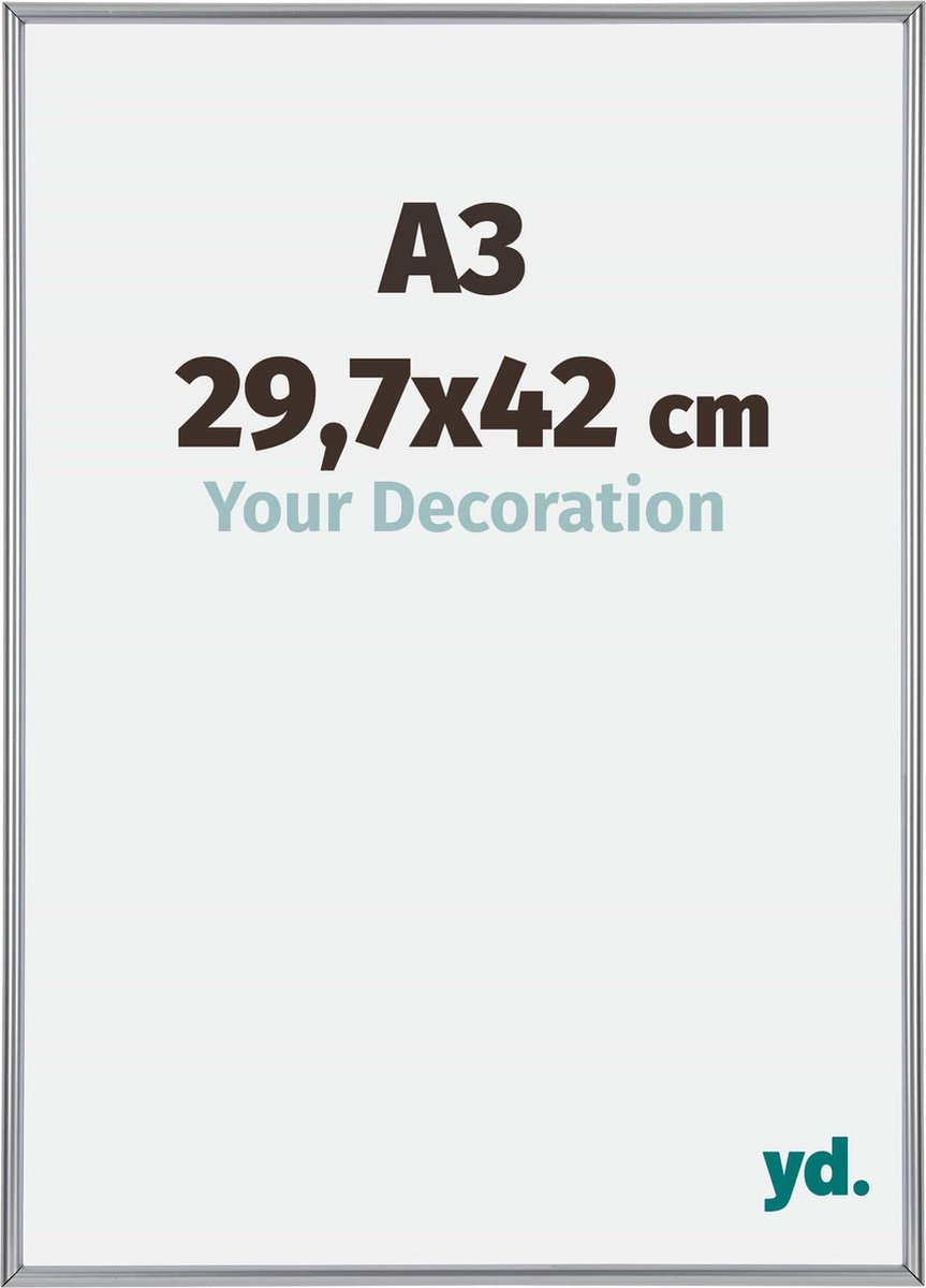 yd. Your Decoration - Fotolijst A3 29,7x42 cm - Kunststof - Zilver Hoogglans - Annecy