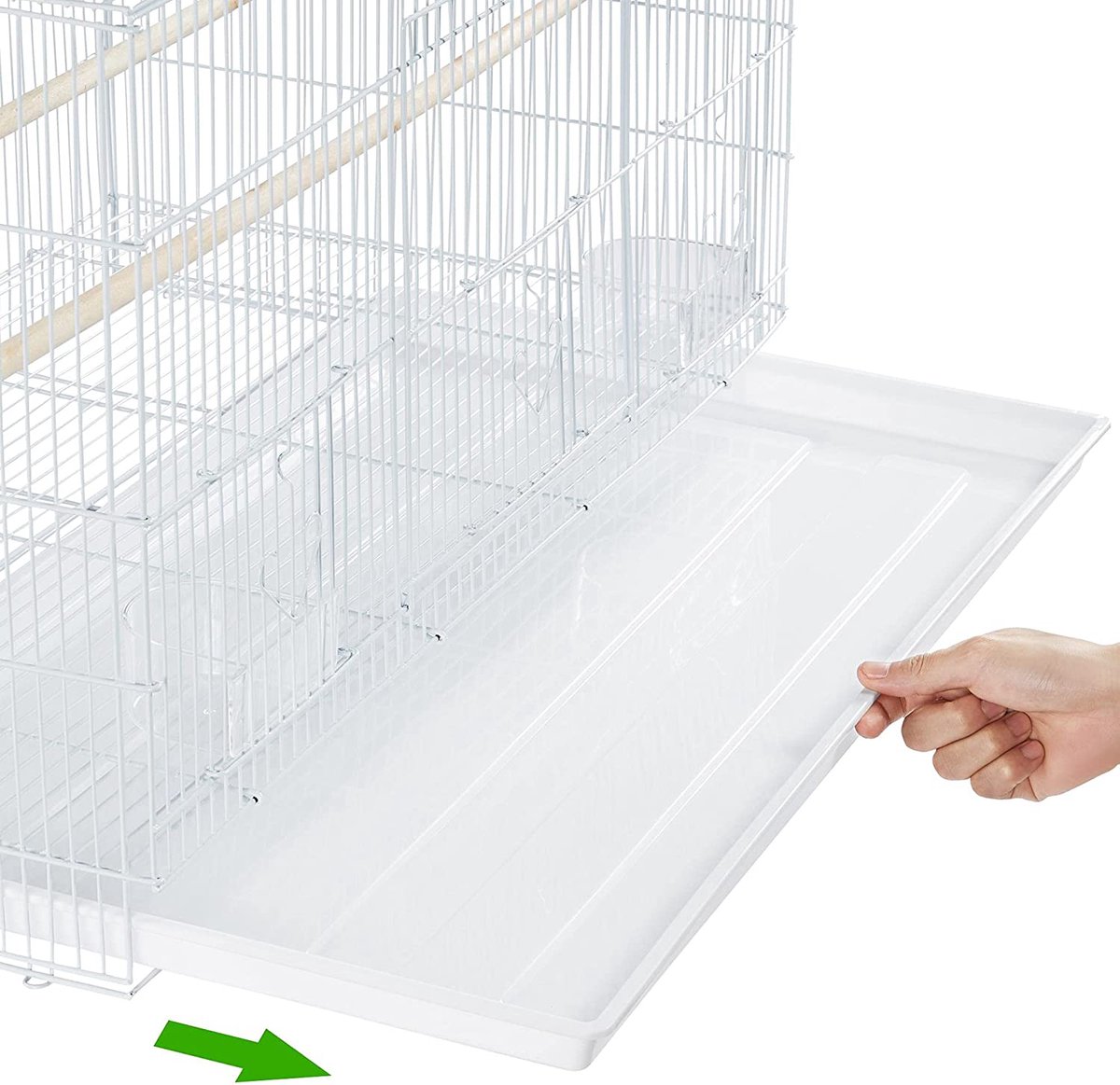 Papa Simba Vogelkooi, stapelbare vliegkooi, brede kooi met extra veel ruimte voor papegaaien, parkieten, wit, 76 x 45,5 x 45,5 cm HMTM-BC-10007-White thumbnail 7