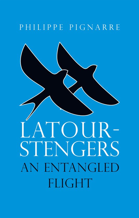 Boekcover met de titel "Latour-Stengers: An Entangled Flight" en twee vliegende vogels in silhouet.