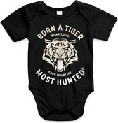 Most Hunted - baby romper -  tijger - zwart-goud - maat 0-3 maanden
