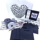 Luxe Inpakset - 45 Delig - Katoenen Tas - Zwart - Wit Cadeaupapier - Inpakpapier - Lint en Touw