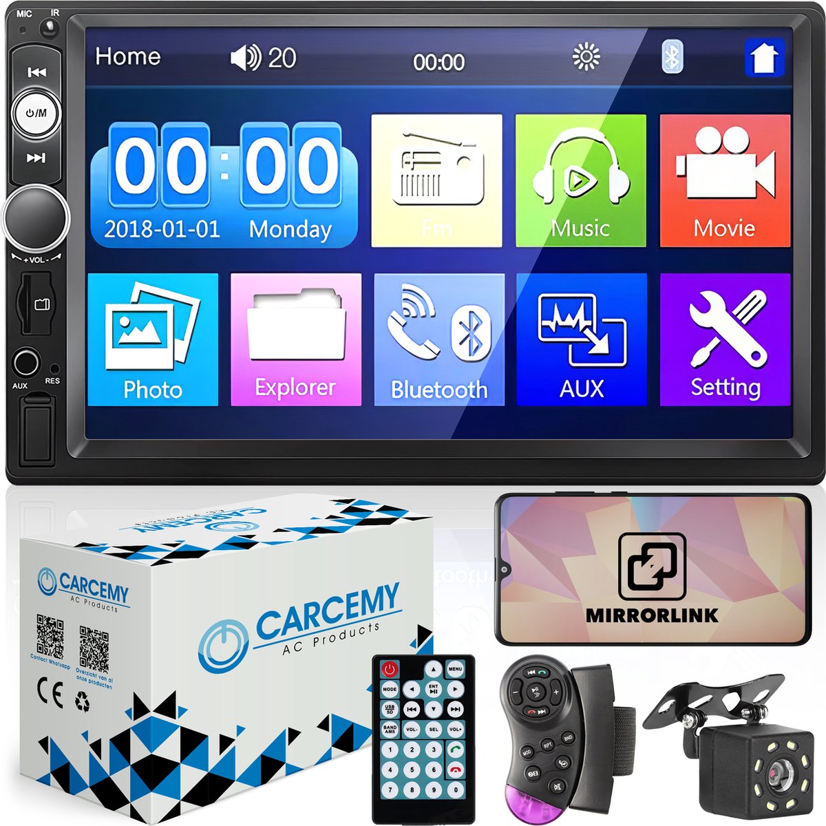 Carcemy Autoradio met Bluetooth voor alle auto's - USB & Aux - Handsfree  bellen -... | bol