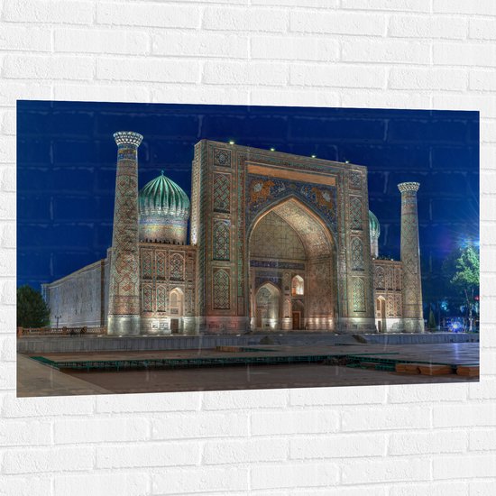 Muursticker - Sher Dor Madrasah Tempel in Oezbekistan - 120x80 cm Foto op Muursticker