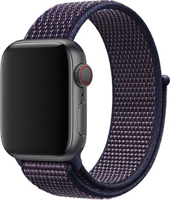 YPCd® Bandje Geschikt voor Apple Watch - Nylon Klittenband - Paars - 42/44/45 mm - Ademend Sportbandje - Comfortabel & Verstelbaar