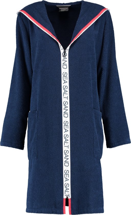 Cawö badjas met ritssluiting en capuchon (3101-133, blauw) - XL