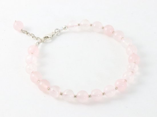 Bracelet de quartz rose et perles d'argent