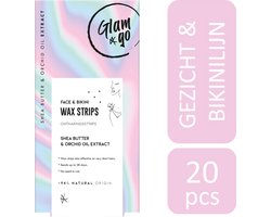 Glam & Go Wax Strips - Face & Bikini - 20 stuks - voor gezicht en bikinilijn | harsstrips - ontharen - ontharingsstrips - waxstrips - harsen - nonwoven - ontharingscreme - ontharingswax - ontharingsapparaat - waxstrips gezicht - wax strips gezicht