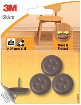 3M meubelglijders met spijker - move & protect - bruin - 25 mm rond - 4 stuks