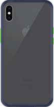 Telefoonglaasje Hoesje Geschikt voor iPhone XS Max - TPU randen met PVC achterzijde - Blauw/Transparant - Beschermhoes - Case - Cover