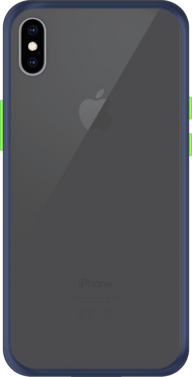 Telefoonglaasje Hoesje Geschikt voor iPhone XS Max - TPU randen met PVC achterzijde - Blauw/Transparant - Beschermhoes - Case - Cover