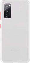 Telefoonglaasje Hoesje Geschikt voor Samsung Galaxy S20 FE - Kunststof - Wit Transparant - Beschermhoes - Case - Cover