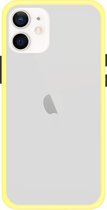Telefoonglaasje Hoesje Geschikt voor iPhone 12 Mini - TPU randen met PVC achterzijde - Geel/Transparant - Beschermhoes - Case - Cover