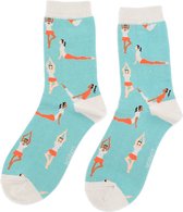 Miss Sparrow Bamboe sokken dames yoga - duck egg - leuke sokken - grappige sokken - cadeautje