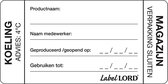LabelLord | Autocollants HACCP | Refroidissement- Étiquette Entrepôt 4˚C | Aqualabel | 250 étiquettes op rol