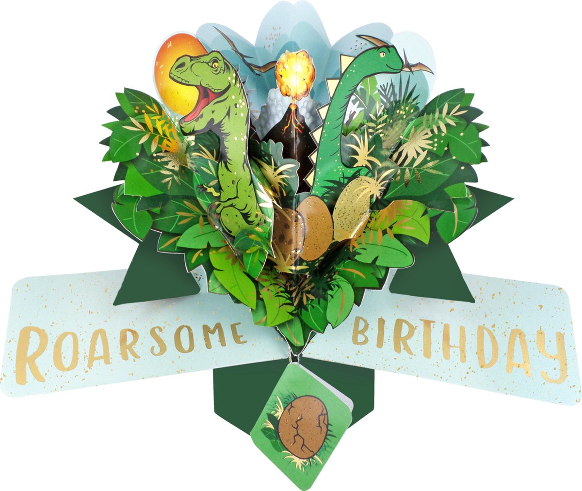 3D Pop-up wenskaart met envelop – Roarsome Birthday - Dinosaur