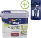 Flexa Mooi Makkelijk - Meubels - Mooi Rood - 750 ml + Flexa Lakroller - 4 delig
