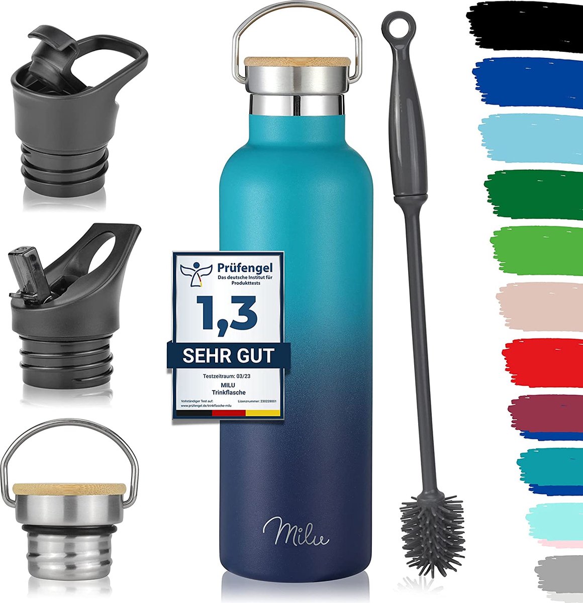 Chilly's Bouteille d'eau en acier inoxydable et réutilisable