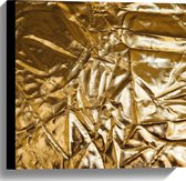 Canvas - Gekreukelde Gouden Stof - 40x40 cm Foto op Canvas Schilderij (Wanddecoratie op Canvas)