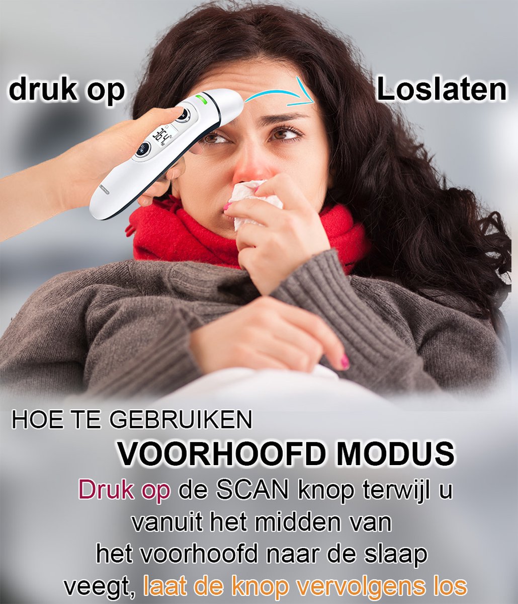 Librie Voorhoofd- & Oorthermometer – Digitale Koortsthermometer, voor Baby, Kind & Volwassene, Nauwkeurig, Hygiënisch & Contactloos — cadeau in Cadeau-ideeën - foto 7