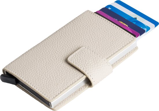 Figuretta Leren Cardprotector RFID Compact Creditcardhouder - Dames en Heren - Beige