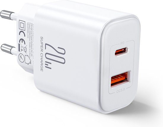 Adaptateur USB-C 20 Watt - Convient pour iPhone / iPad / Samsung / Huawei /  Xiaomi /... | bol.com