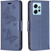 Mobigear Telefoonhoesje geschikt voor Xiaomi Redmi Note 12 Hoesje | Mobigear Butterfly Bookcase Portemonnee | Pasjeshouder voor 3 Pasjes | Telefoonhoesje voor Pinpas / OV Kaart / Rijbewijs - Blauw