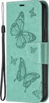 Mobigear Telefoonhoesje geschikt voor Xiaomi Redmi Note 12 Hoesje | Mobigear Butterfly Bookcase Portemonnee | Pasjeshouder voor 3 Pasjes | Telefoonhoesje voor Pinpas / OV Kaart / Rijbewijs - Groen