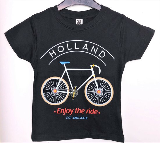 T-shirt zwart Holland enjoy the ride kinderen | maat 104