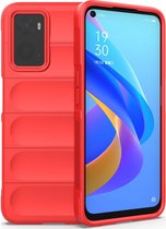 Mobigear Hoesje geschikt voor OPPO A76 Telefoonhoesje Flexibel TPU | Mobigear Bumpy Backcover | A76 Case | Back Cover - Rood