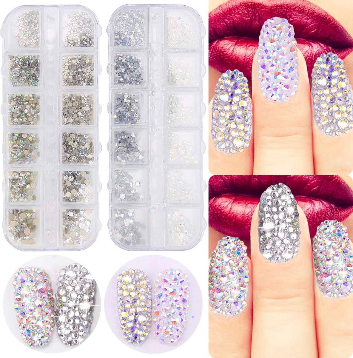 Goedkoopste Rhinestones Set | Rhinestones steenjes | Rhinestones Nail art | Nagel Diamonds | Nail Art zilver Kleuren / Strass nagel steentjes / Nagel diamantjes