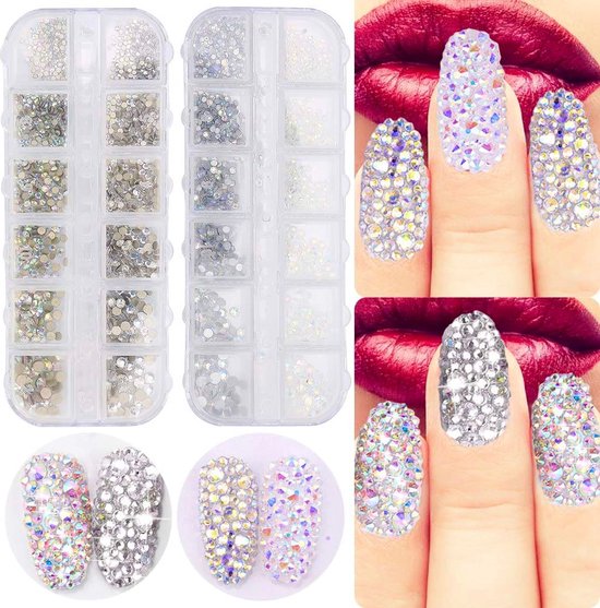 Strass-Steine Set Für Nail Art – Nageldekoration In Blau & Lila, Glitzer-Kristalle Für Nageldesign