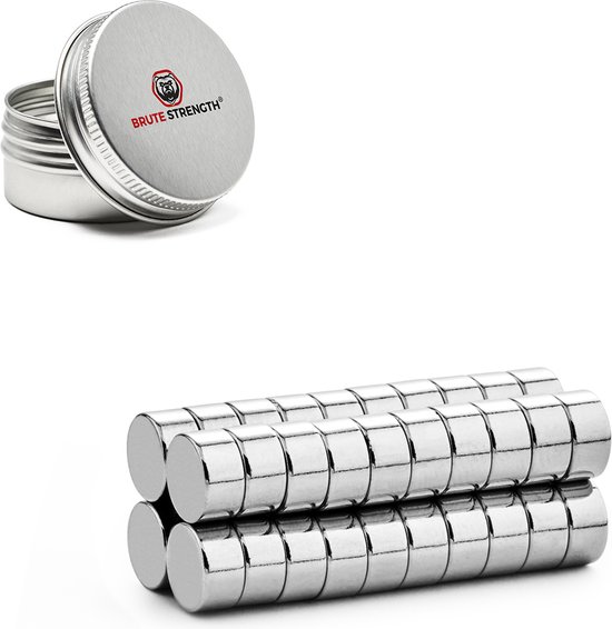 Brute Strength - Super sterke magneten - Rond - 10 x 5 mm - 40 Stuks - Geschikt voor radiatorfolie - Neodymium magneet sterk - Voor koelkast - whiteboard - Brute Strength
