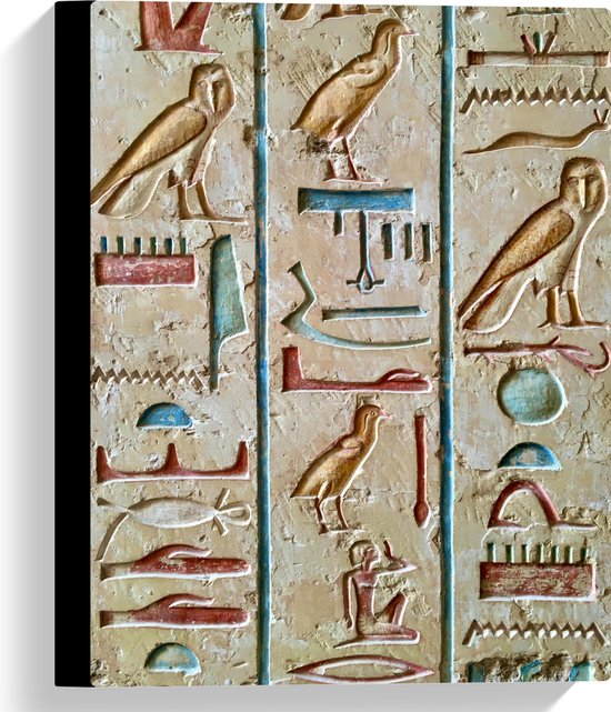 Canvas - Eeuwen Oude Egyptische Hiëroglieven - 30x40 cm Foto op Canvas Schilderij (Wanddecoratie op Canvas)