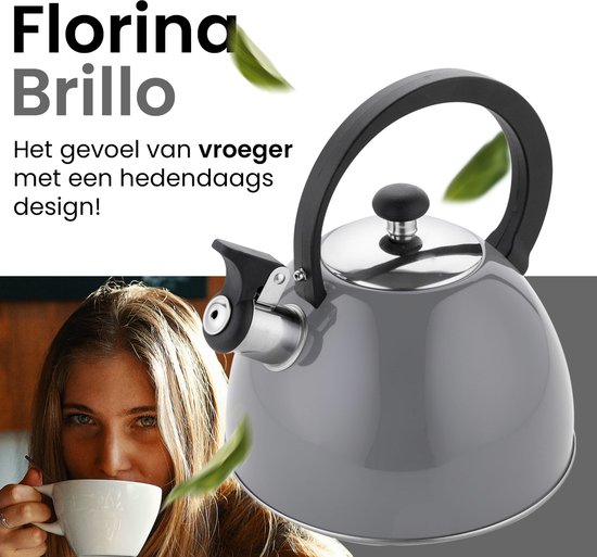Bouilloire / bouilloire à sifflet Florina "Brillo'' - convient à  l'induction - 2,5L... | bol